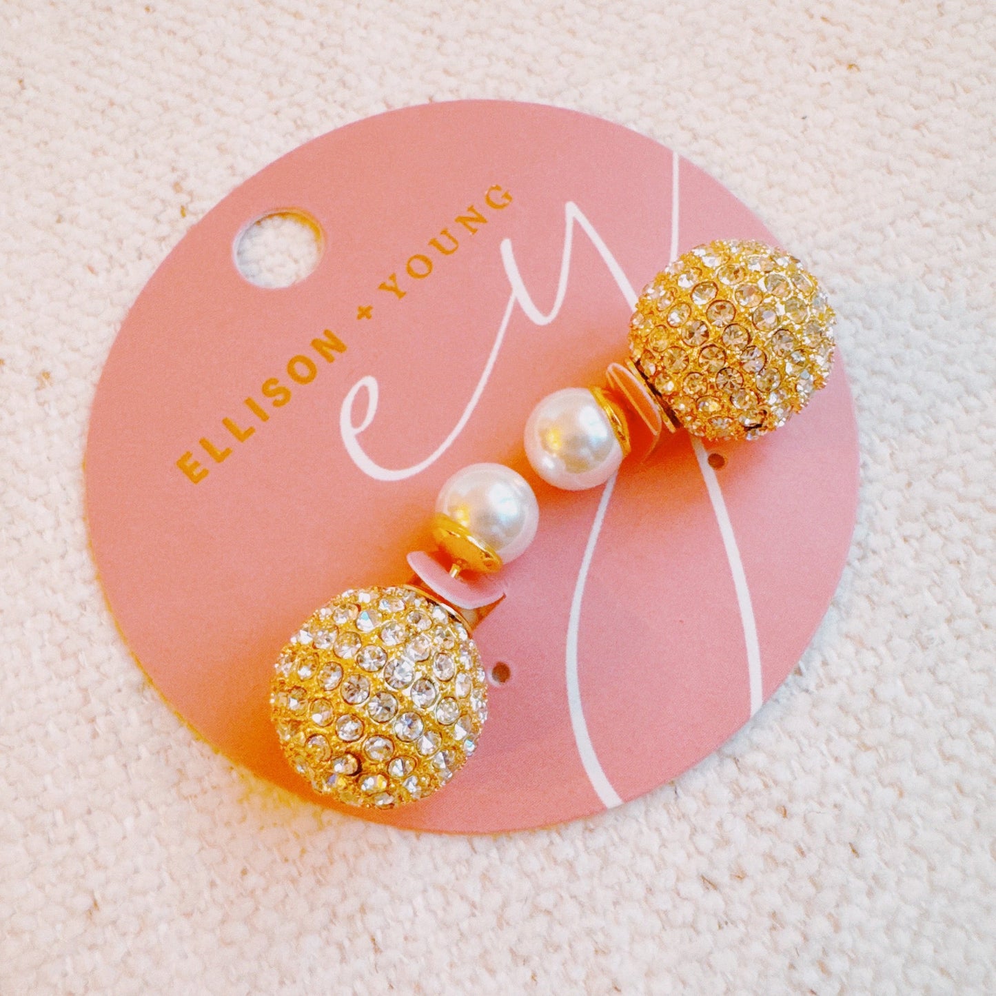Disco Ball With Pearl Back Earrings