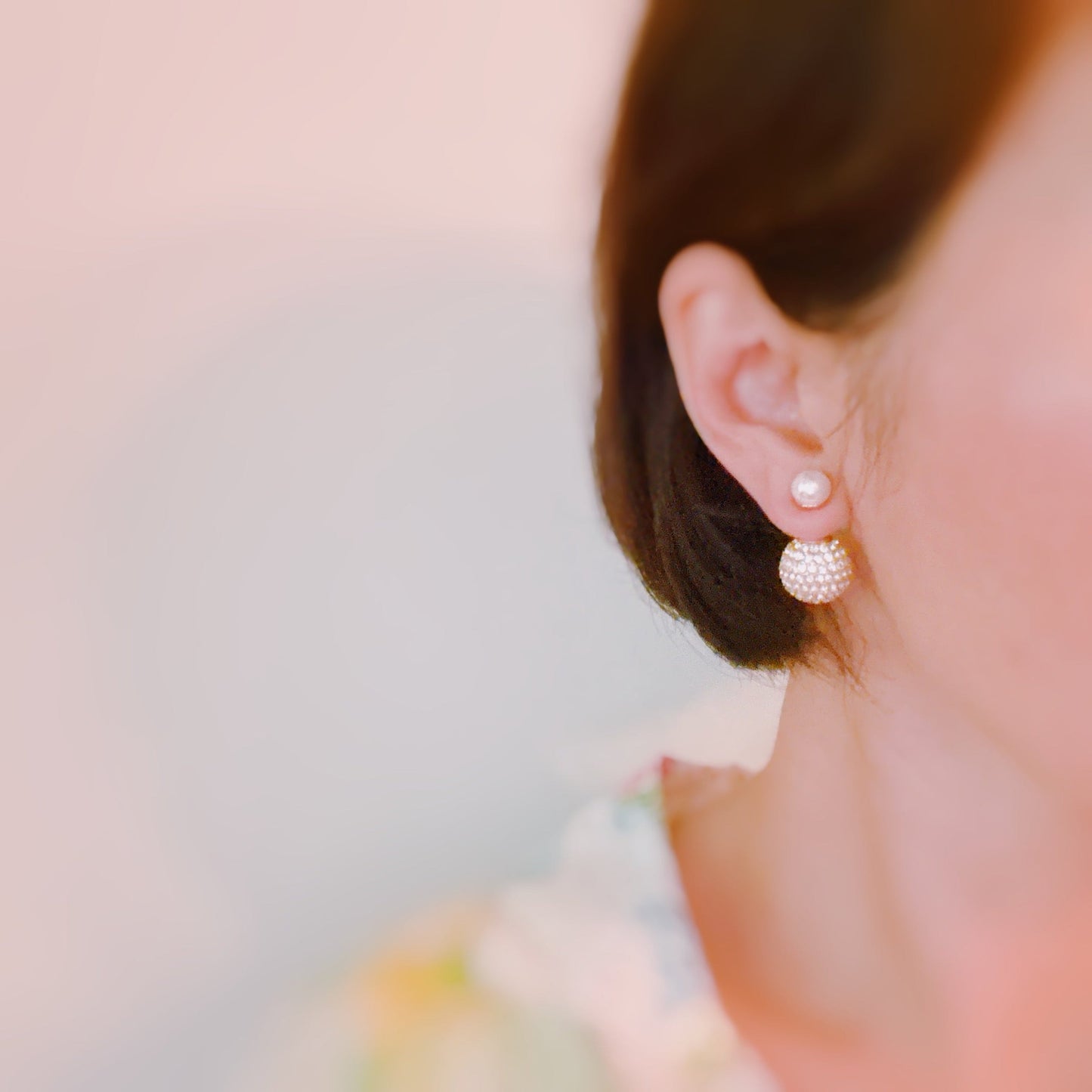 Disco Ball With Pearl Back Earrings