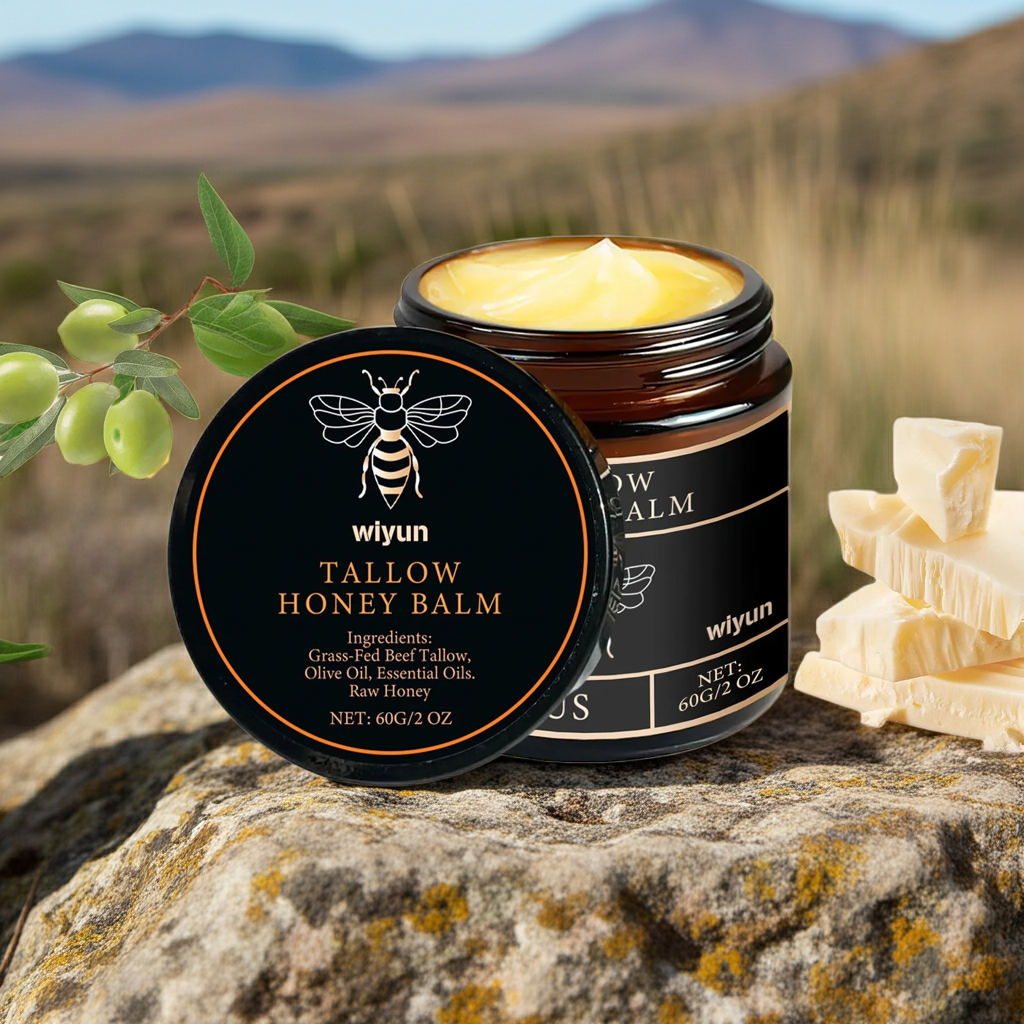 Organic Grass Fed Beef Tallow Balm Raw Honey